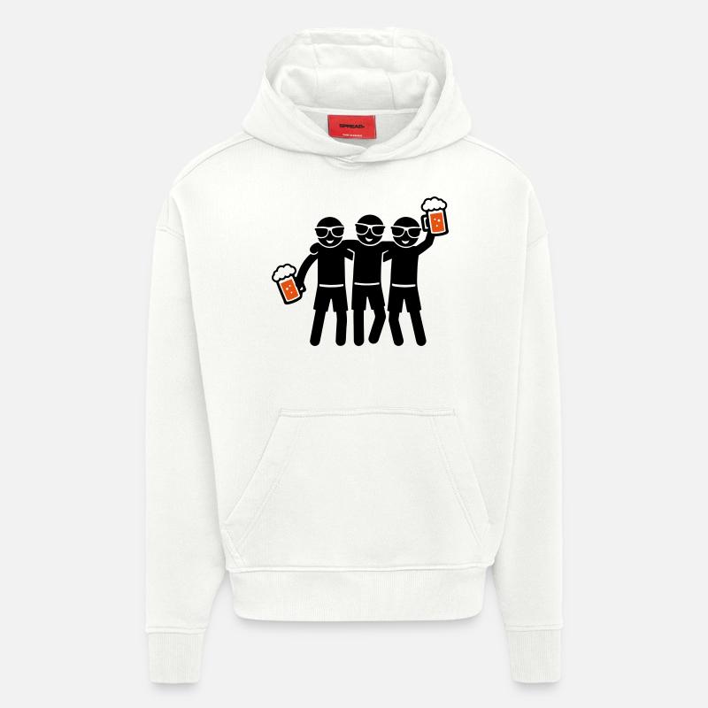 Party Team Beer Group - Sweat à capuche bio épais oversize fabriqué en UE - OFF WHITE