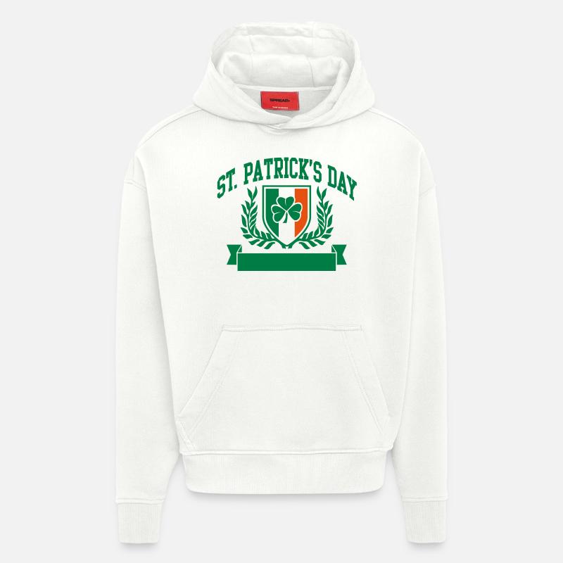 st. patricks day - Sweat à capuche bio épais oversize fabriqué en UE - OFF WHITE