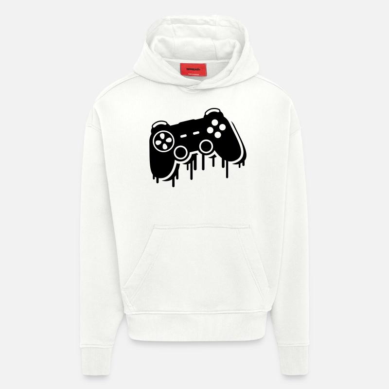 controller_graffiti_ce1 - Sweat à capuche bio épais oversize fabriqué en UE - OFF WHITE