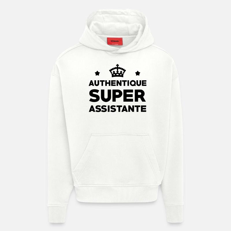 Assistant / Assistante / Adjoint / Secrétaire - Sweat à capuche bio épais oversize fabriqué en UE - OFF WHITE