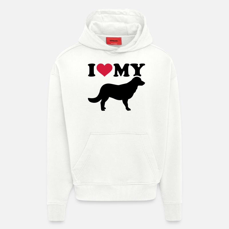 Flat Coated Retriever - Sweat à capuche bio épais oversize fabriqué en UE - OFF WHITE