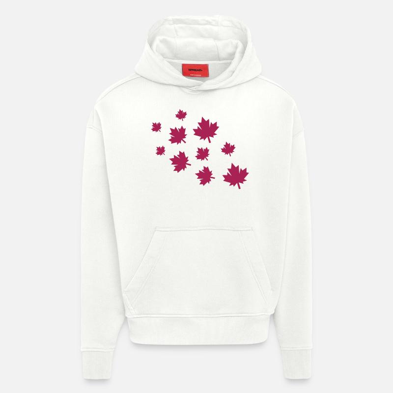 Feuilles d’érable - Sweat à capuche bio épais oversize fabriqué en UE - OFF WHITE