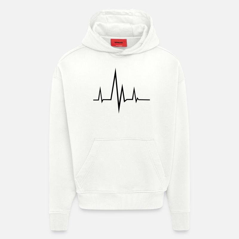 Fréquence - Pouls - Sweat à capuche bio épais oversize fabriqué en UE - OFF WHITE