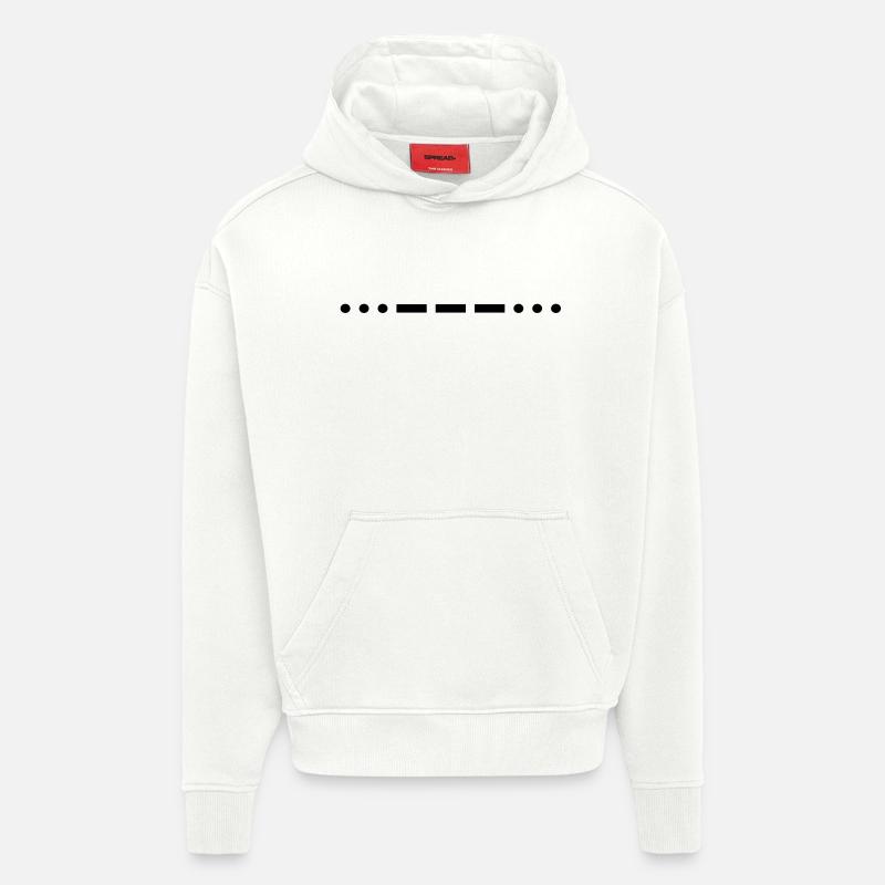Code Morse SOS - Sweat à capuche bio épais oversize fabriqué en UE - OFF WHITE