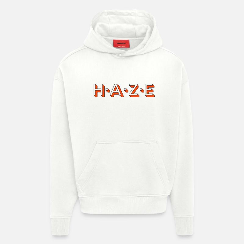 Lettrage Haze - Sweat à capuche bio épais oversize fabriqué en UE - OFF WHITE