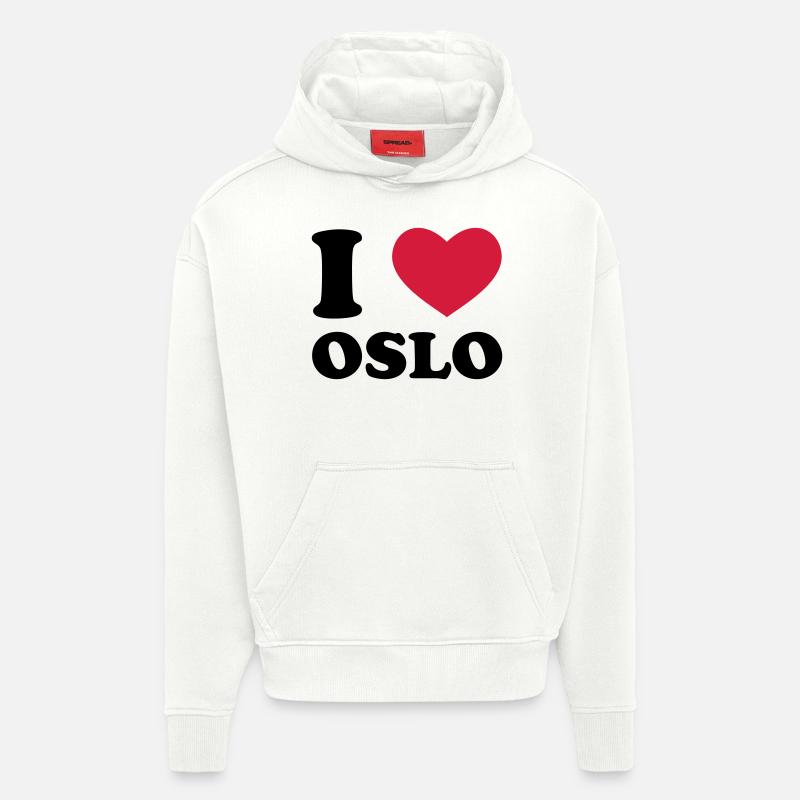 I Love Oslo - Sweat à capuche bio épais oversize fabriqué en UE - OFF WHITE