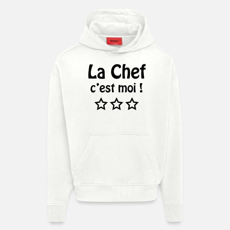 la chef c'est moi ! - Sweat à capuche bio épais oversize fabriqué en UE - OFF WHITE