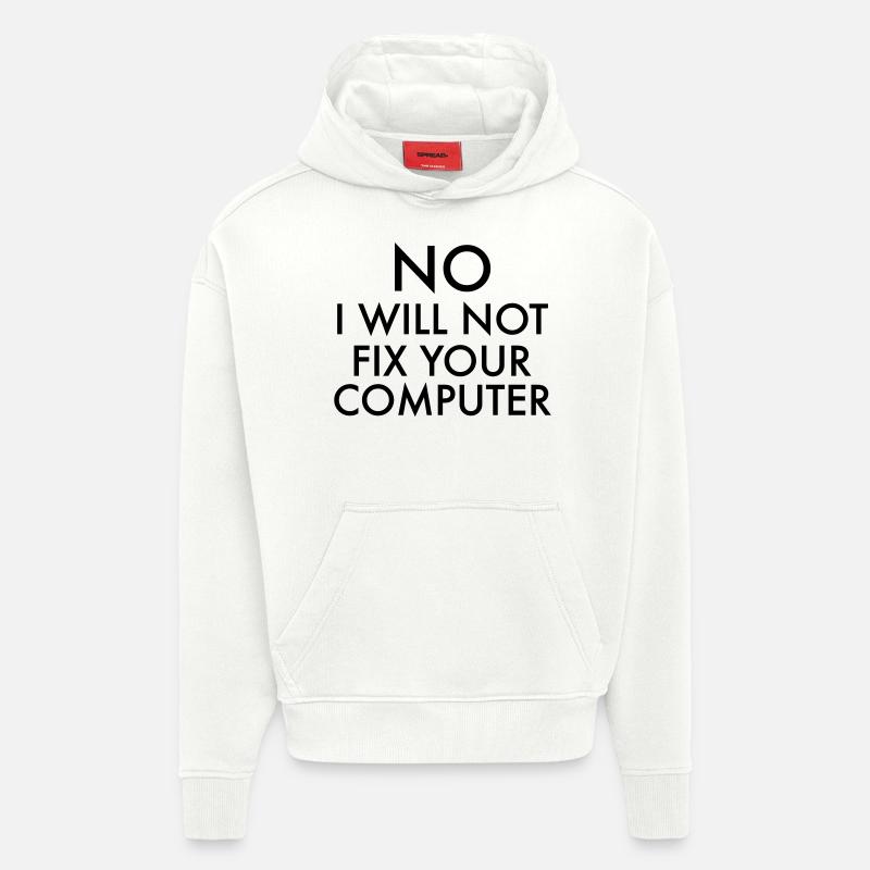 Computer Geek - Sweat à capuche bio épais oversize fabriqué en UE - OFF WHITE