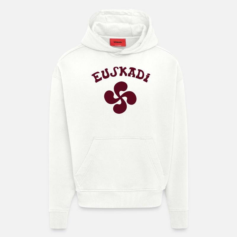 Croix Basque Rouge vectoriel - Sweat à capuche bio épais oversize fabriqué en UE - OFF WHITE
