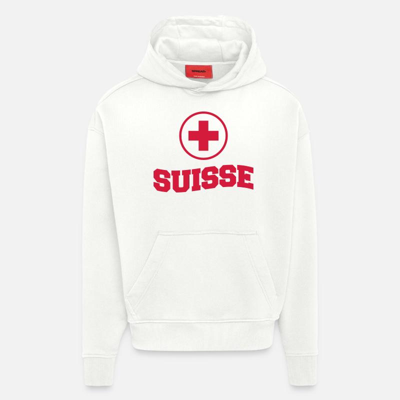 Suisse - Sweat à capuche bio épais oversize fabriqué en UE - OFF WHITE