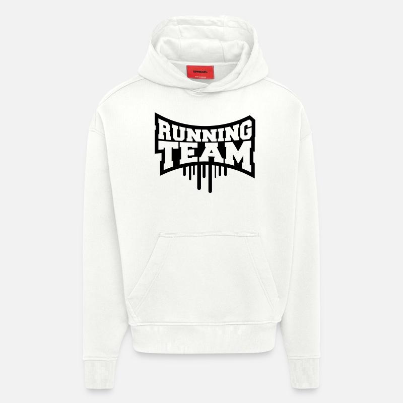 Cool Running Team Graffiti - Sweat à capuche bio épais oversize fabriqué en UE - OFF WHITE