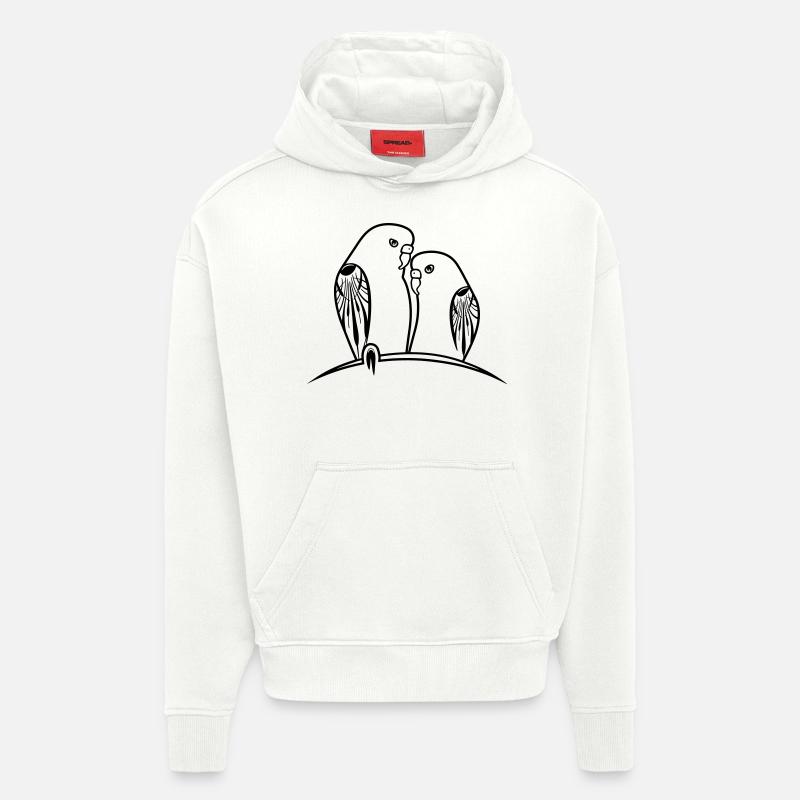 perruches oiseaux - Sweat à capuche bio épais oversize fabriqué en UE - OFF WHITE