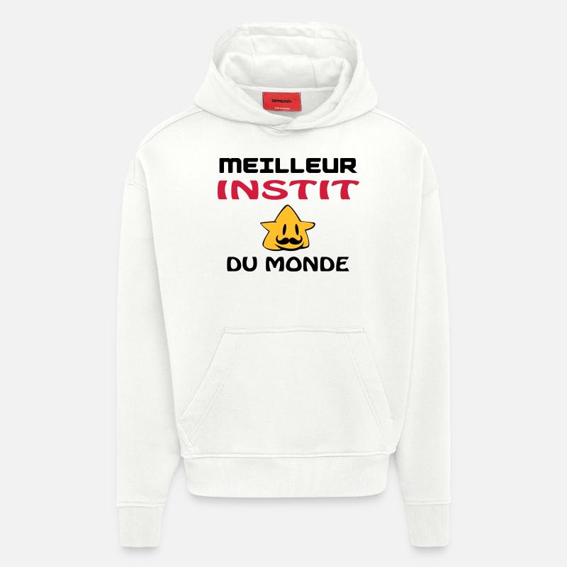MEILLEUR INSTIT DU MONDE - Sweat à capuche bio épais oversize fabriqué en UE - OFF WHITE