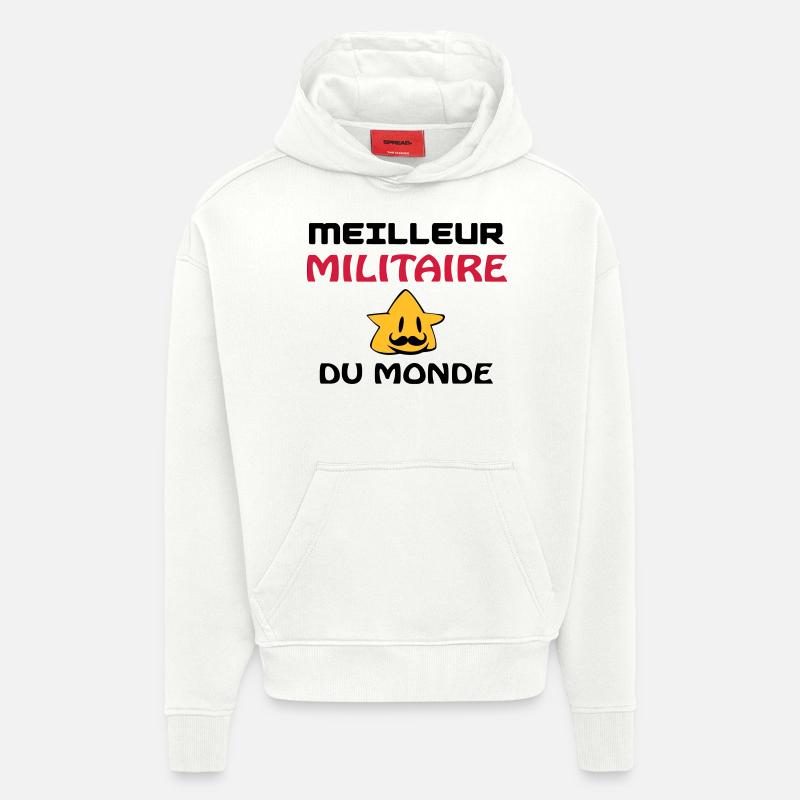 MEILLEUR MILITAIRE DU MONDE - Sweat à capuche bio épais oversize fabriqué en UE - OFF WHITE