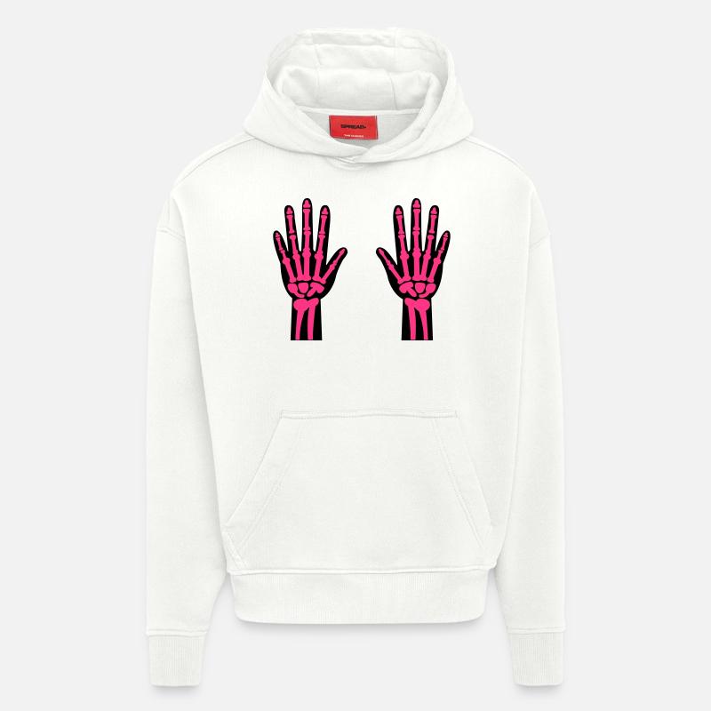 Mains Squelette 02 - Sweat à capuche bio épais oversize fabriqué en UE - OFF WHITE