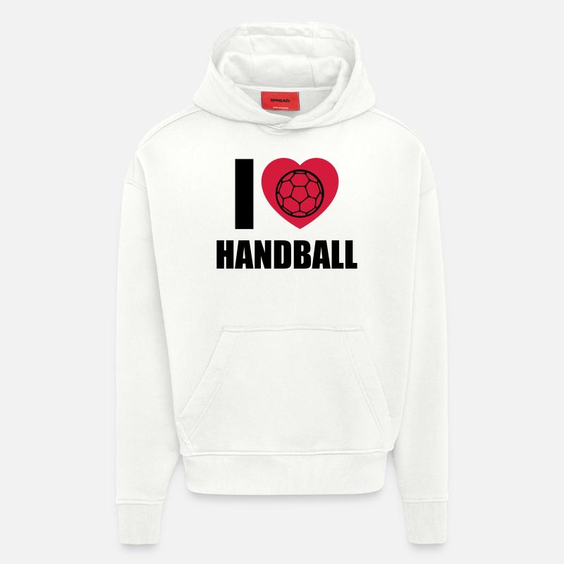 I LOVE HANDBALL - Sweat à capuche bio épais oversize fabriqué en UE - OFF WHITE