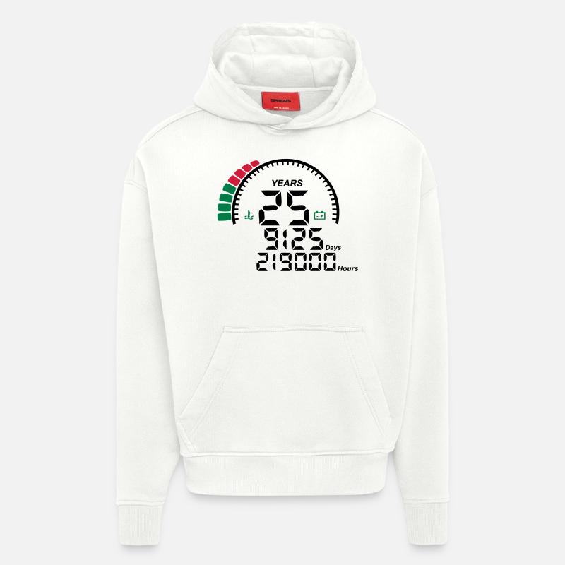 compteur anniversaire years ans 25 - Sweat à capuche bio épais oversize fabriqué en UE - OFF WHITE