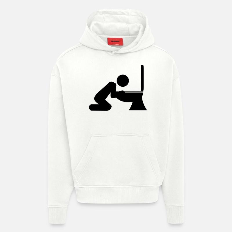 Vomissements dans la Toilette - Sweat à capuche bio épais oversize fabriqué en UE - OFF WHITE