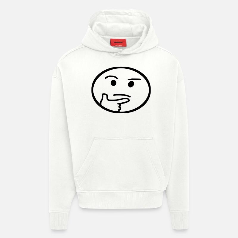 , emoji, réfléchi - Sweat à capuche bio épais oversize fabriqué en UE - OFF WHITE