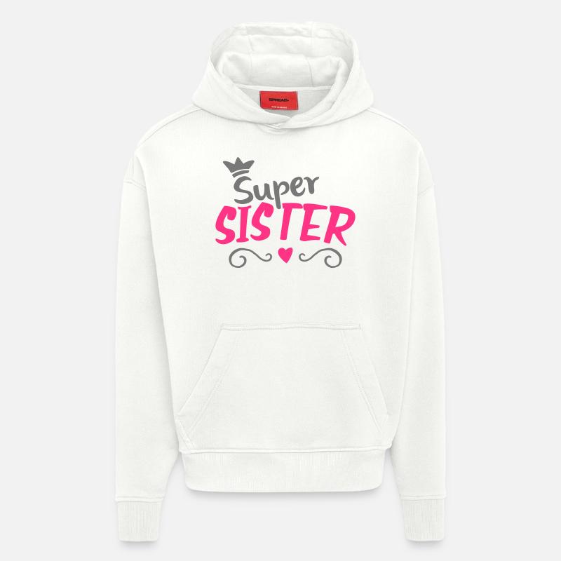 Super Sister Princess - Sweat à capuche bio épais oversize fabriqué en UE - OFF WHITE