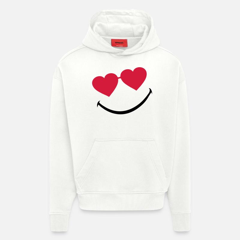 smileface_5 - Sweat à capuche bio épais oversize fabriqué en UE - OFF WHITE
