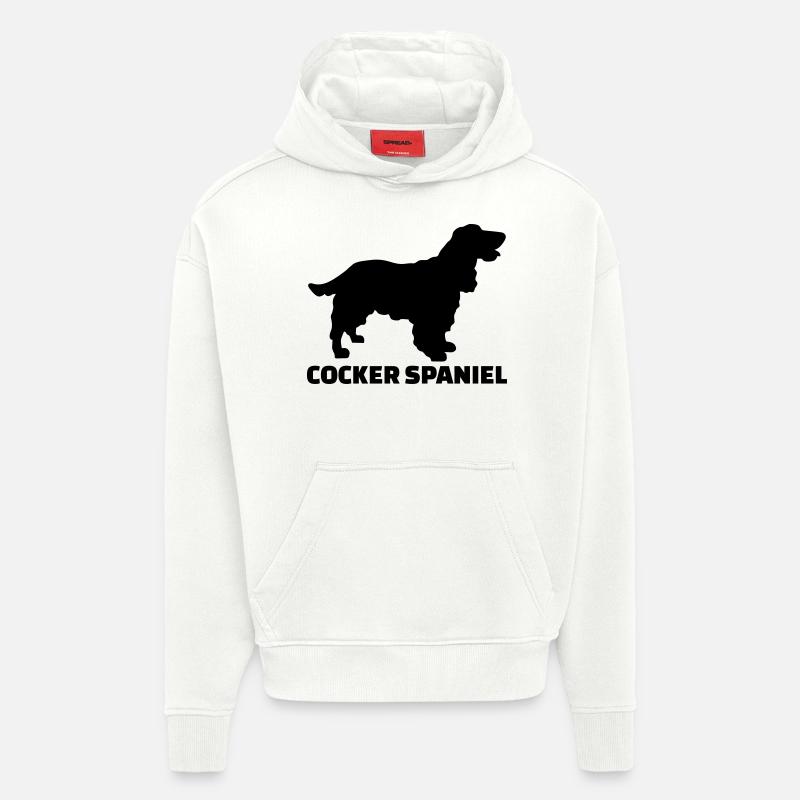 Cocker Spaniel - Sweat à capuche bio épais oversize fabriqué en UE - OFF WHITE