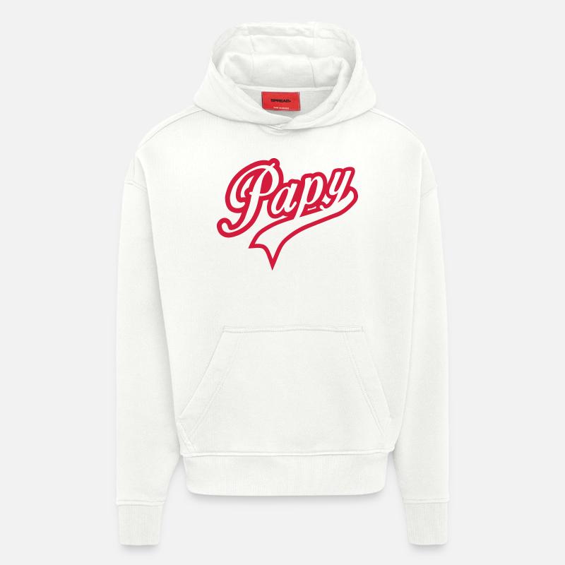 papy logo 15032 - Sweat à capuche bio épais oversize fabriqué en UE - OFF WHITE