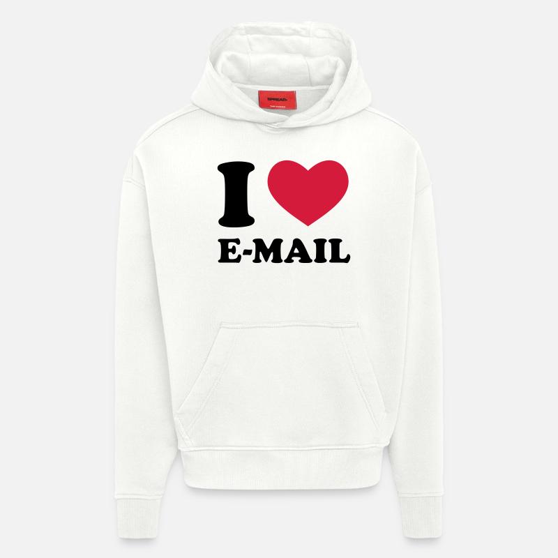 I Love E-Mail - Sweat à capuche bio épais oversize fabriqué en UE - OFF WHITE