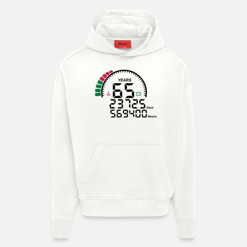 compteur anniversaire years ans 65 - Sweat à capuche bio épais oversize fabriqué en UE - OFF WHITE