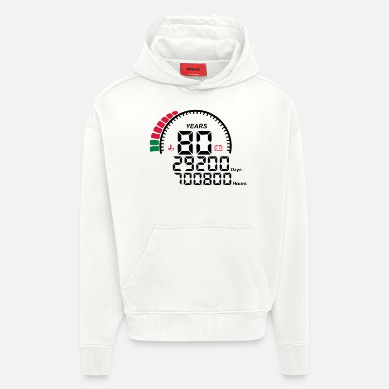 compteur anniversaire years ans 80 - Sweat à capuche bio épais oversize fabriqué en UE - OFF WHITE