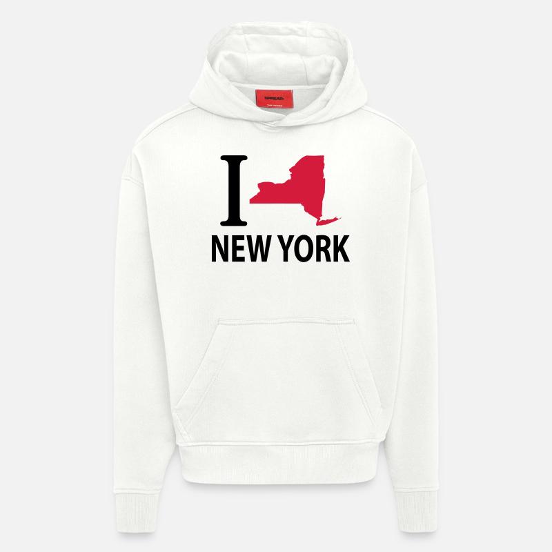 I love New York - Sweat à capuche bio épais oversize fabriqué en UE - OFF WHITE