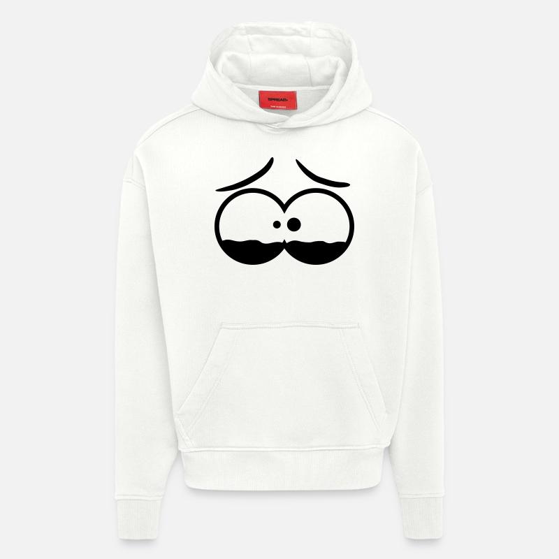 Sad Comic Face - Sweat à capuche bio épais oversize fabriqué en UE - OFF WHITE