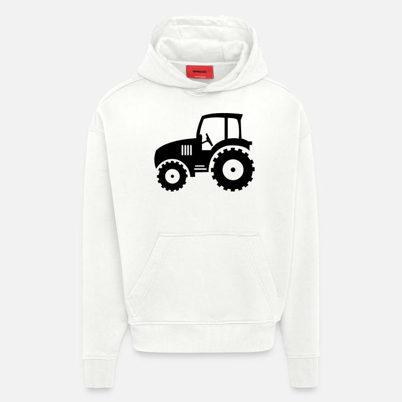 traktor_01 - Sweat à capuche bio épais oversize fabriqué en UE - OFF WHITE