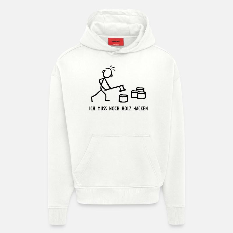 Strichmännchen Holzhacken - Hoodie- made by SPREAD  - OFF WHITE