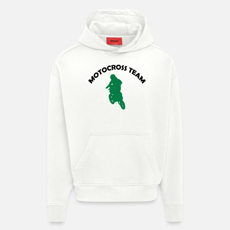 Équipe de course de motocross - Sweat à capuche bio épais oversize fabriqué en UE - OFF WHITE