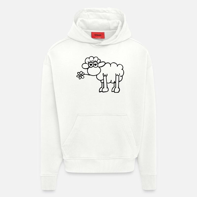 Verliebtes Schaf - Sweat à capuche bio épais oversize fabriqué en UE - OFF WHITE
