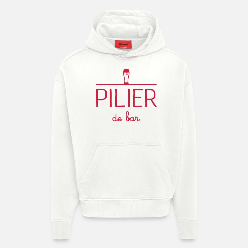 Pilier de bar - Sweat à capuche bio épais oversize fabriqué en UE - OFF WHITE
