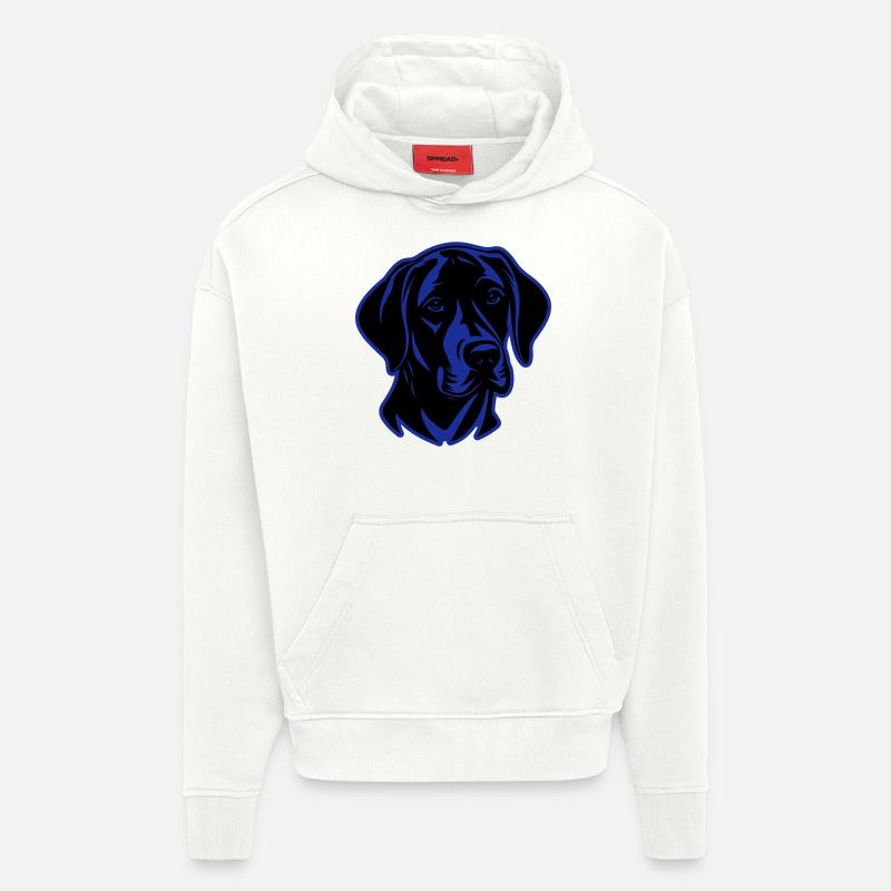 Tête de chien Labrador - Sweat à capuche bio épais oversize fabriqué en UE - OFF WHITE