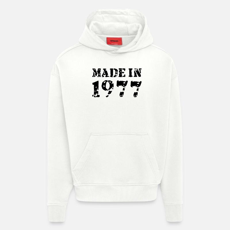 Made in 1977 - Sweat à capuche bio épais oversize fabriqué en UE - OFF WHITE