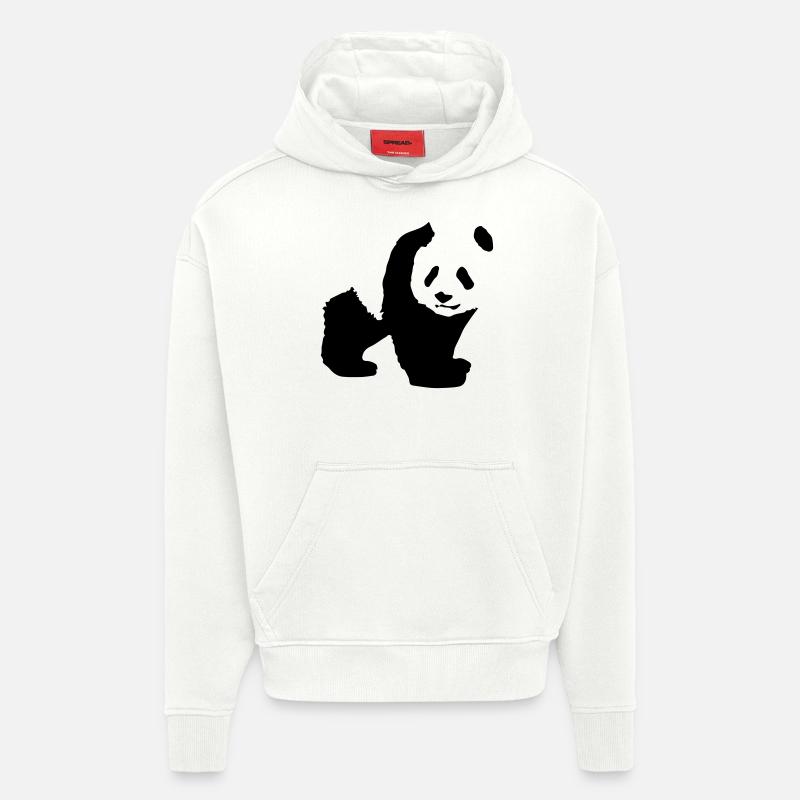 panda - Sweat à capuche bio épais oversize fabriqué en UE - OFF WHITE