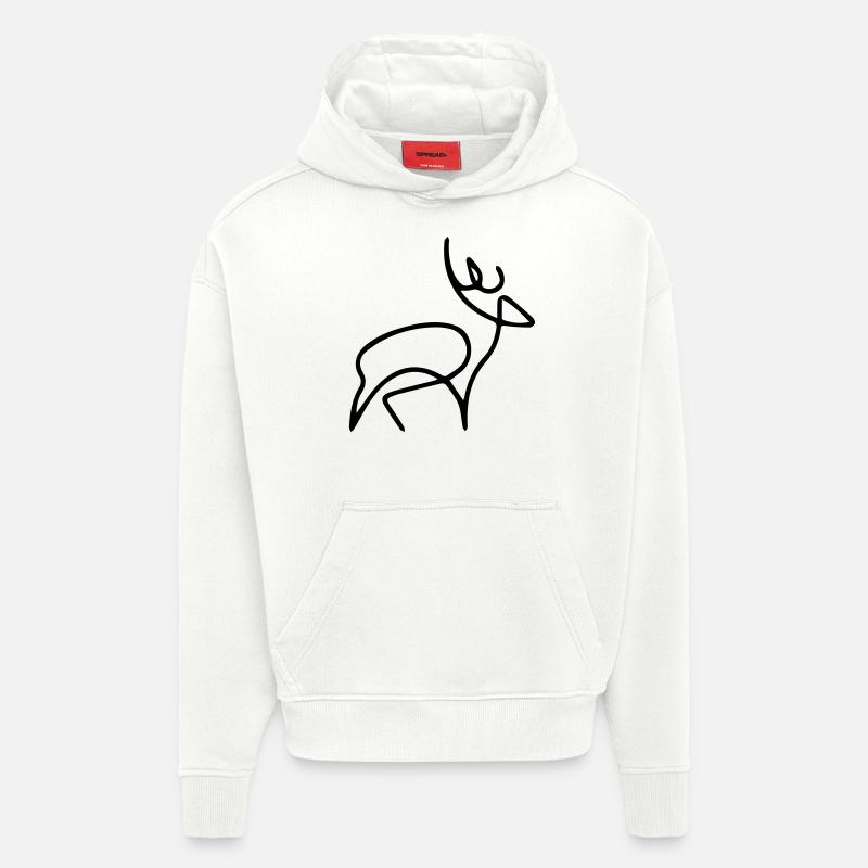 oneline Hirsch - Hoodie- made by SPREAD  - OFF WHITE