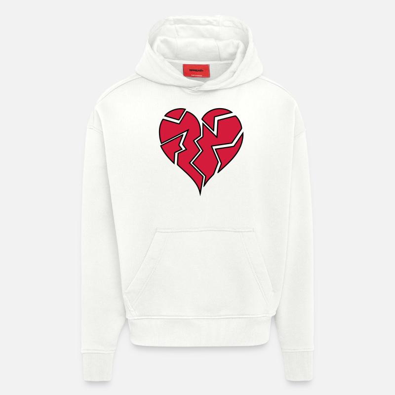 Heartbroken <3 - Sweat à capuche bio épais oversize fabriqué en UE - OFF WHITE