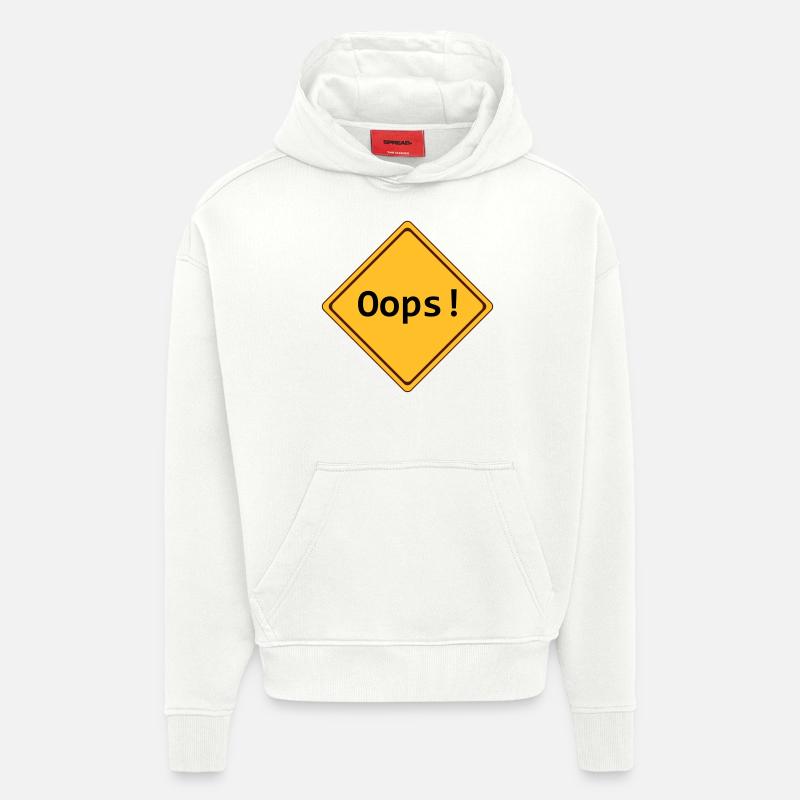 erreur, oups!, adaptable - Sweat à capuche bio épais oversize fabriqué en UE - OFF WHITE
