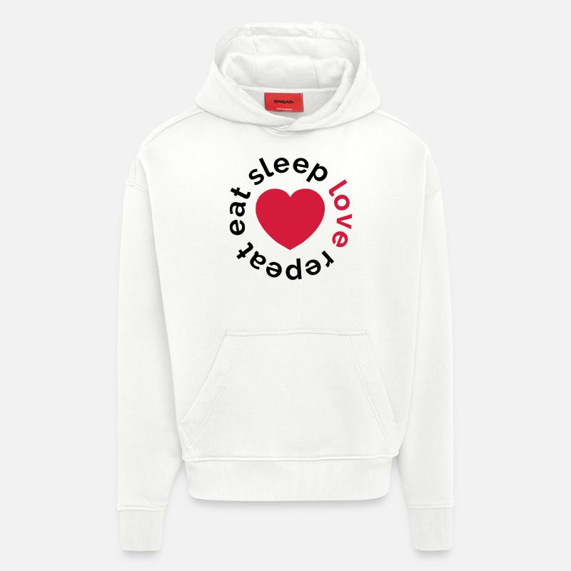manger sommeil amour répéter - Sweat à capuche bio épais oversize fabriqué en UE - OFF WHITE