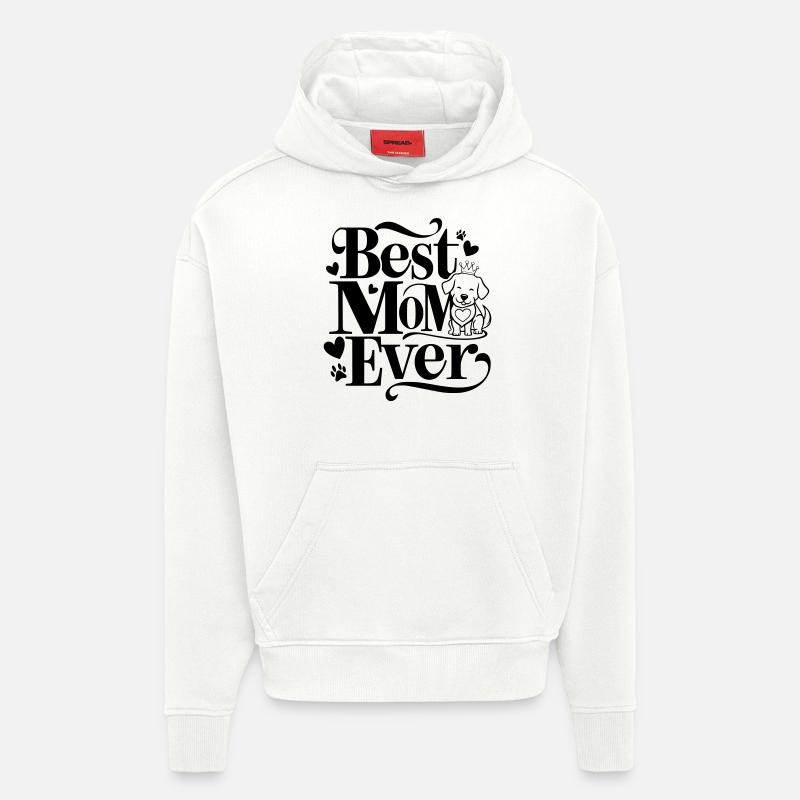 Meilleure maman de chiens - Sweat à capuche bio épais oversize fabriqué en UE - OFF WHITE