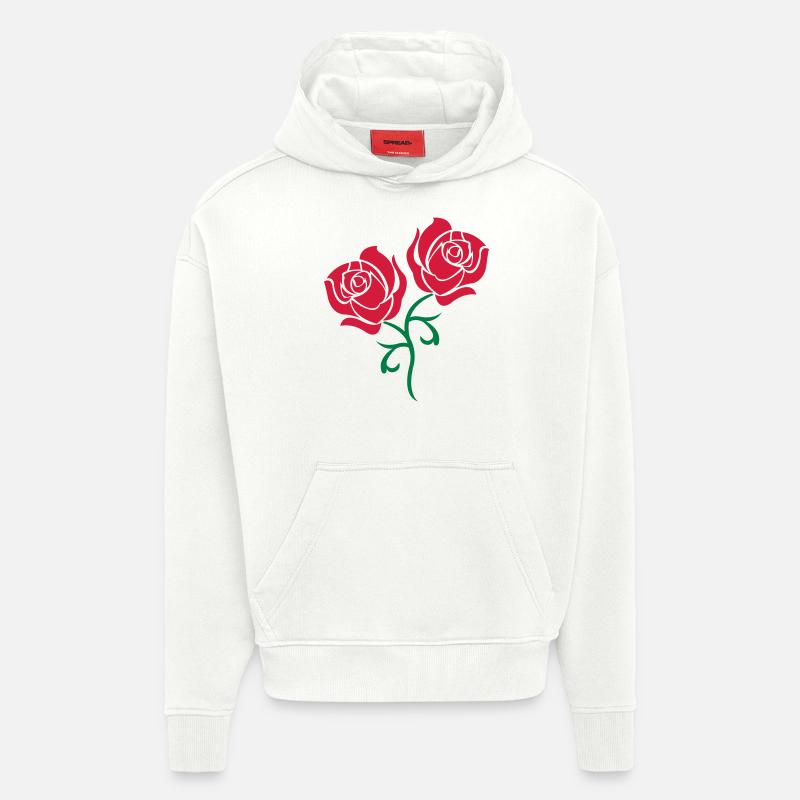 roses - Sweat à capuche bio épais oversize fabriqué en UE - OFF WHITE