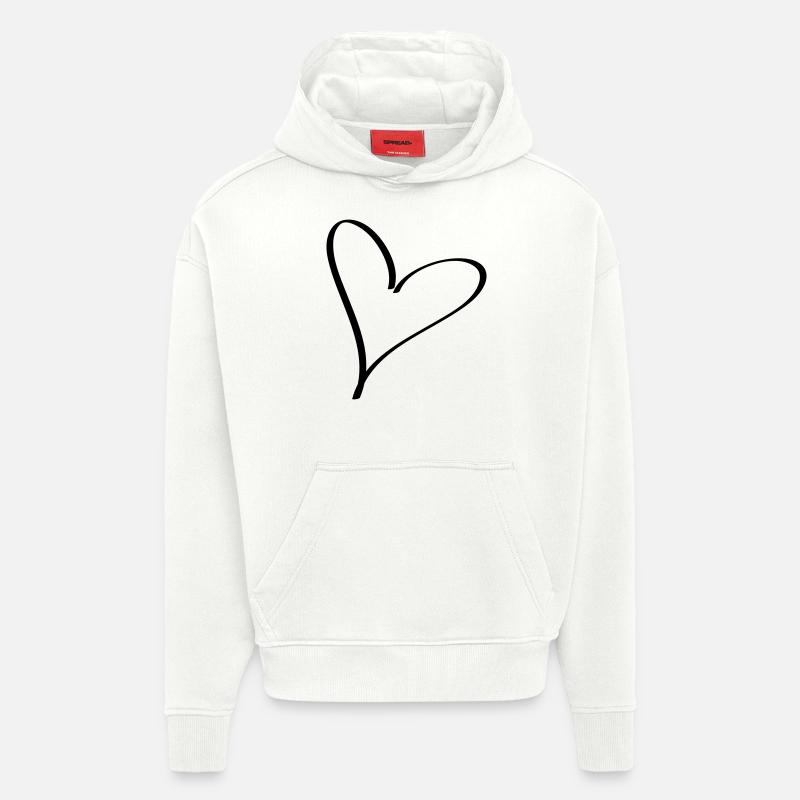 cœur - Sweat à capuche bio épais oversize fabriqué en UE - OFF WHITE