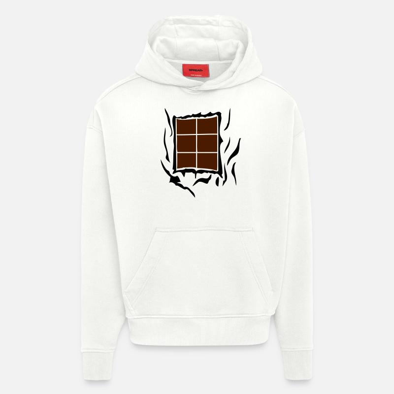 tablette chocolat abdominaux dechire1 - Sweat à capuche bio épais oversize fabriqué en UE - OFF WHITE