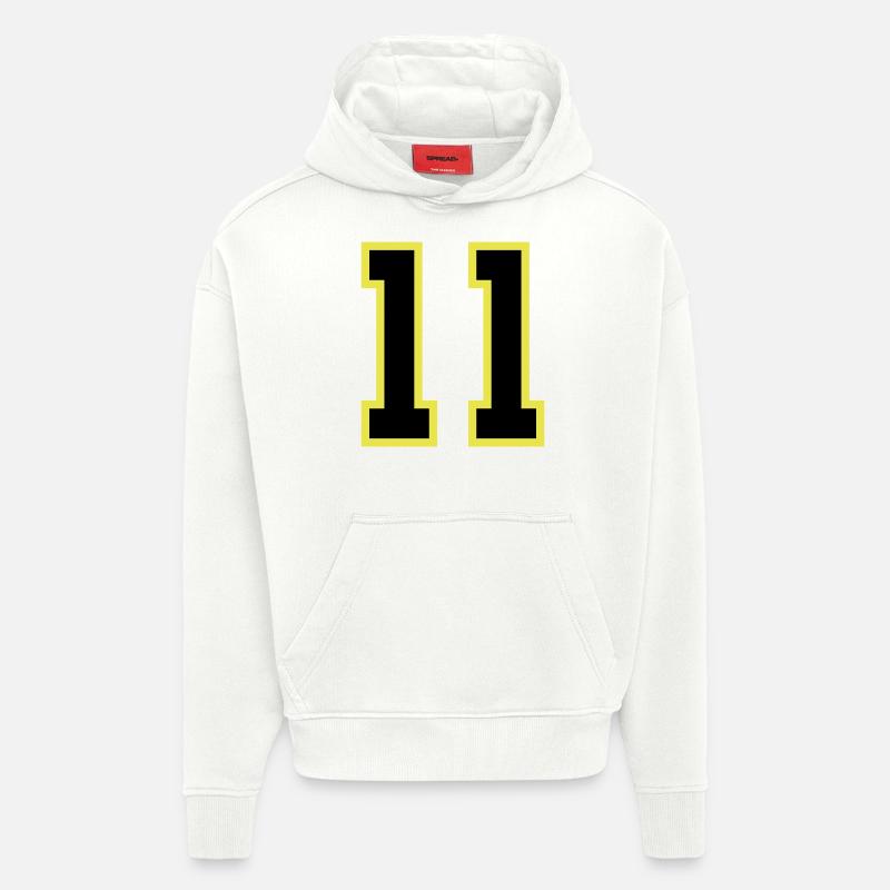Maillot à 11 numéros - Sweat à capuche bio épais oversize fabriqué en UE - OFF WHITE