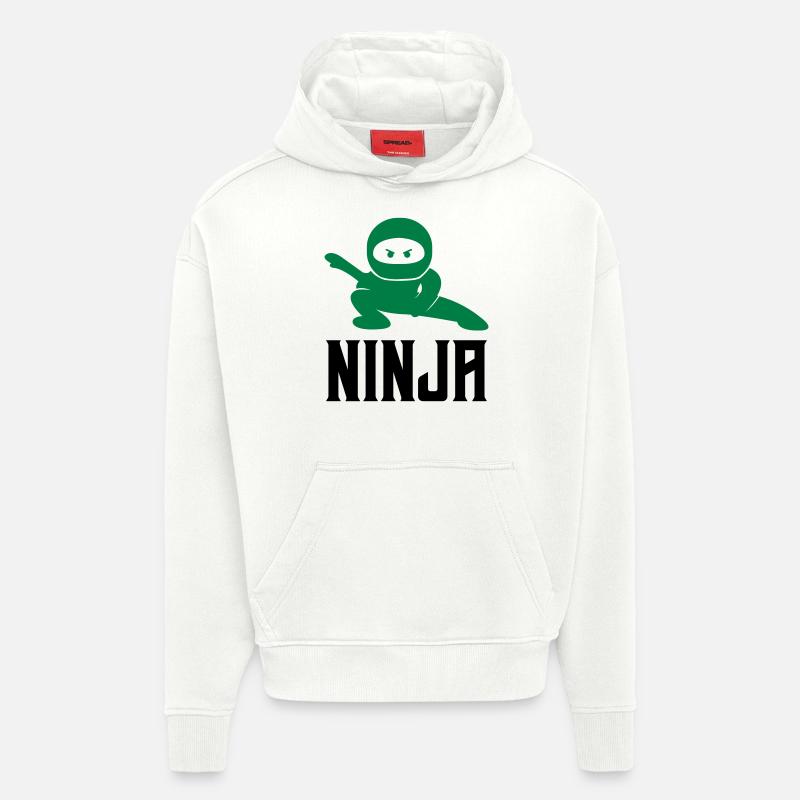 Bande dessinée Ninja - Sweat à capuche bio épais oversize fabriqué en UE - OFF WHITE